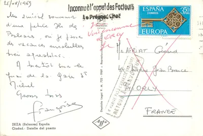 Ibiza (Balears) — detalhe do porto — Agfa, P.M. 722 - 1969 — Verso