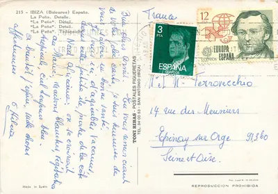 La Peña — szczegół — Toni Ribas - Postales Figueretas — Rewers