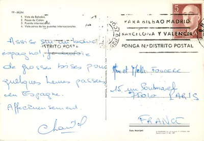 Irun — Vista panorámica — H. Fournier, 17-Vitoria 1969 — Reverso