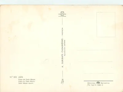 Jaén — Plac Deana Mazas — Wydawca A. Subirats Casanovas, nr 1215 — Rewers