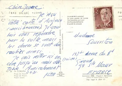 Praia de Riazor — Gorunà — Edições Piqué, n°36 — Verso