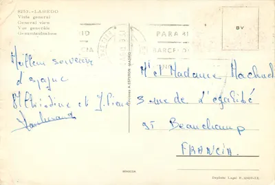Nowoczesna pocztówka Laredo Widok ogólny — Rewers