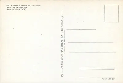 León — Vista noturna dos monumentos e fontes — Artes Gráficas Cobas, S.A. — n° 65 — Verso