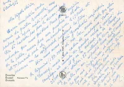 Manneken-Pis — figura brązowa — Ern. Thill, Bruksela, n° 18 — Rewers