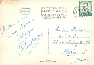 Pałac Sądowy w Brukseli — reprodukcja fotograficzna — wydawca Fl. Restelf, n° 772 — Rewers