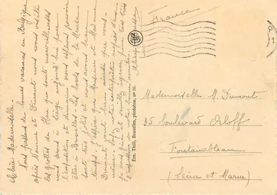 Dinant — nabrzeże Meuse powyżej mostu — Ern. Thill, Bruksela, fototon nr 16 — Rewers