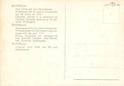 Waterloo — Pomnik Legionu Niemieckiego wybudowany w 1818 roku na cześć pułkownika Gordona, pomocnika generała Wellingtona — ogólny widok pomników — Rewers
