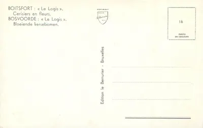 ボイツフォールト：「レ・ロジス」—— チェリーツリーの花—— エディション・ベルゥリエール、ブリュッセル、No.16 — 裏面