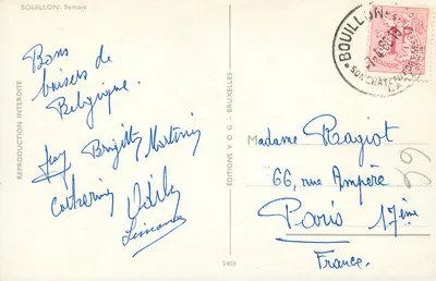 Bouillon : Semois — Edições V.O.G. Bruxelas n°3403 — Verso