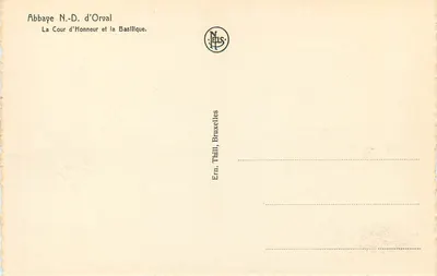 Abadia N.-D. d'Orval — A Cour de Honra e a Basílica — Editor NELS, Bruxelas — Verso