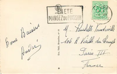 Liège - Les Terrasses et la Meuse — wydawca Nels, nr 10 — Rewers