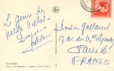 Vilas « Les Ménestrels », « Joyeuse », « Clair Chani » — Duinbergen — Livraria Cosmopolita — Verso