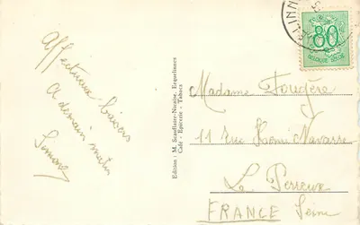 Erquelinnes A aduana — Editor M. Scouffiaire-Nisaize, Erquelinnes - Tabacs — Verso