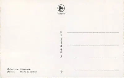 Plaza del Mercado de Flores — Amberes — fotolitografía de Ern. Thill, n° 23 — Reverso
