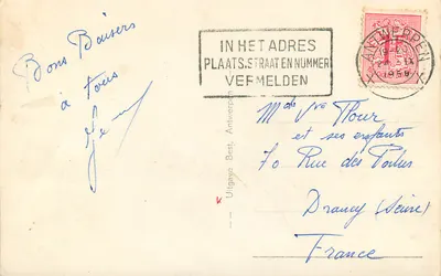 Antwerpen — Recuerdo — Anvers — Anlegaats — Reverso