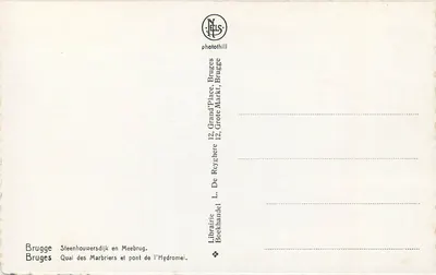 Bruksel — Wielka Plac, nabrzeże Marbriers i most Hydromeil — Librairie Boekhandel — Rewers