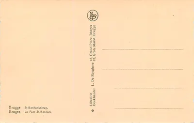 Bruges — Most św. Bonawentury — Librairie Boekhandel — Rewers