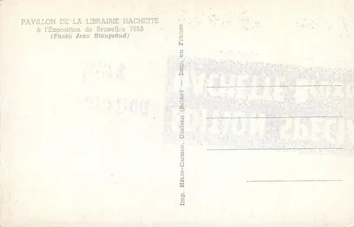 Pavilhão da Livraria Hachette — Exposição de Bruxelas 1958 — Foto Jean Biaugedud — Verso