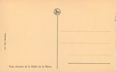 Ruiny Crèveceœur i most Bouvignes — seria 'Wybrane widoki Doliny Mezony' — wydawca Ern. Thill, Bruksela — Rewers