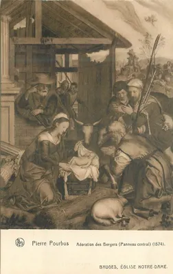 Adoração dos Pastores — Painel central da igreja Nossa Senhora — Editor N. Thill, Bruxelas