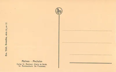 Malines - Mechelen - Igreja de São Rombaut, Cadeira da Verdade — Em. Thill, Bruxelas, série 21, n° 57 — Verso