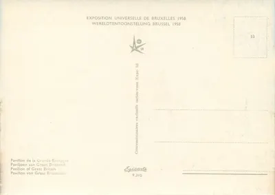 Pavillon de Grande-Bretagne — Exposition Universelle de Bruxelles 1958 — Édition Epicarte — Achterkant