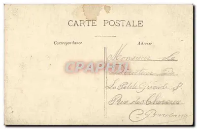 Mulher em vestido azul — pose elegante — M.F. Paris — Verso