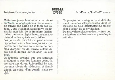 Loi-Kaw. Mulheres-girafas — Birmania, XVI-B1 — Édito-Service E.A. Photo-Service E.A. — Verso