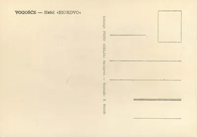 Vogošće — Hotel « Biokovo » — wydawca PHOTO « OBLIK » Sarajevo — Rewers