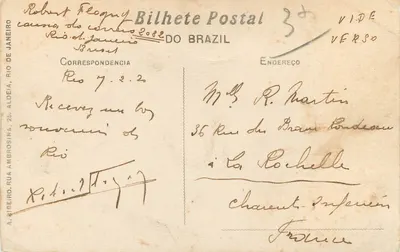 Bahía de Botafogo — Río de Janeiro — editor desconocido, número de serie no visible — Reverso