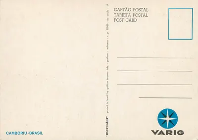 Praia de Camboriú — Brasil — editor Varig — Verso