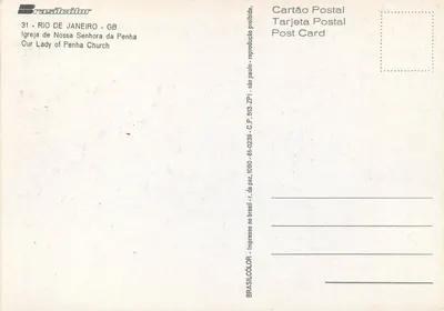 Kościół Nuestra Senhora da Penha — Rio de Janeiro — Brasilecolor - C.P. 513-ZP1 — Rewers