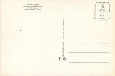 Ilha Paquetá — com suas praias maravilhosas — Sociedade Comercial e Representações Gráficas, Rio de Janeiro, n° 29 — Verso