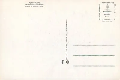 Hotel Quitandinha — Petrópolis — Editor Paraná-Cart — Verso