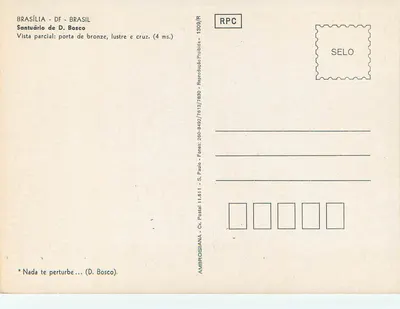 Santuário de D. Bosco — Brasília — porta de bronze, lustre e cruz — Verso
