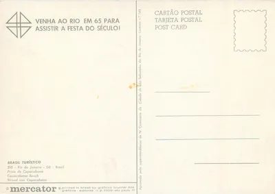 Praia de Copacabana — Rio de Janeiro — editor Brasil Turístico, n° 144 — Verso