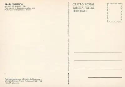 Copacabana — widok częściowy — BRASIL TURÍSTICO, n°64 — Rewers