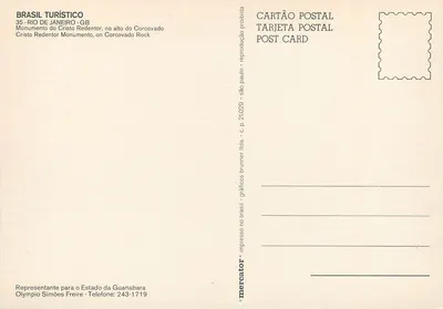 Chrystus Odkupiciel — Rio de Janeiro — wydawca BRASIL TURÍSTICO, n°35 — Rewers