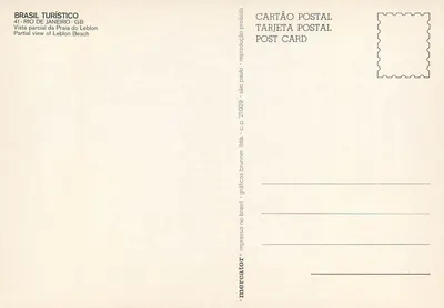 Vista parcial da praia de Leblon — Rio de Janeiro — editor Brasil Turístico, n° 21029 — Verso