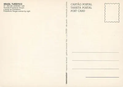 Avenida Presidente Vargas — noite — BRASIL TURÍSTICO — Verso