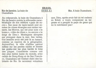 Rio de Janeiro — Baía de Guanabara ao entardecer — Photo-Service S.A. XXXII-A1 — Verso