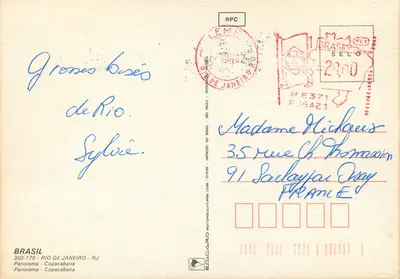 Rio de Janeiro — Copacabana — Éditeur Edicard, n° 350-178 — Verso