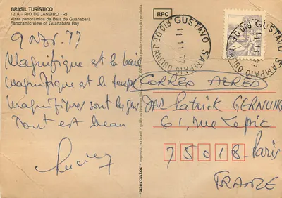 Bilhete postal moderno Bilhete postal moderno Brasil Turistico Rio de Janeiro Vista panorâmica da Baía de Guanabara — Verso