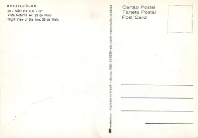 Visão noturna da avenida 23 de Maio — São Paulo — BRASILCÓLOR n° 26 — Verso