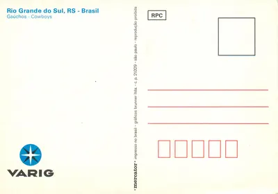 Rio Grande do Sul, RS - Brasil — Gaúchos - Cowboys — VARIG — Verso