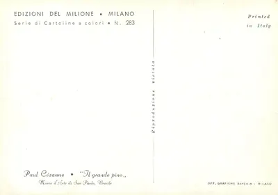 Paul Cézanne — O grande pinheiro — Edições Del Milione, série N° 283 — Verso