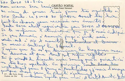 Vista de São Paulo — Compagnie Paulista de Seguros — editor Uniao Postal Universal, n° 211 — Verso
