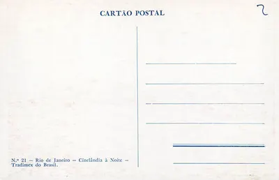 Rio de Janeiro — Cinelândia à Noite — Tradimex do Brasil — N° 21 — Verso