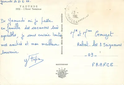Hotel Terminus — Yaoundé — Edições HOA-QUI — Verso