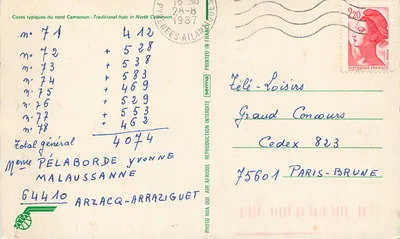 Habitantes tradicionais do norte do Camarões — séries 71 a 78 — editor Séma — Verso